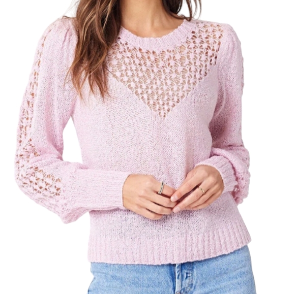 saltwater LUXE Sweaters - Saltwater Luxe Womens Medium Lilac Crewneck Sweater Gorgeous Knit Timeless New